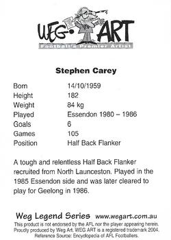 2004 Weg Art Legends Series Three #25 Stephen Carey Back